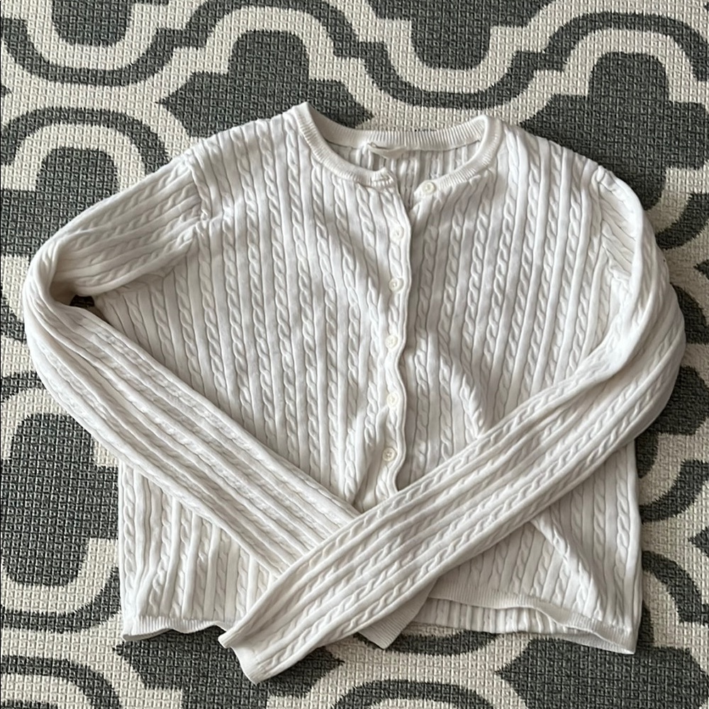 Used Pacsun size small cropped White Cable Knit Sweater